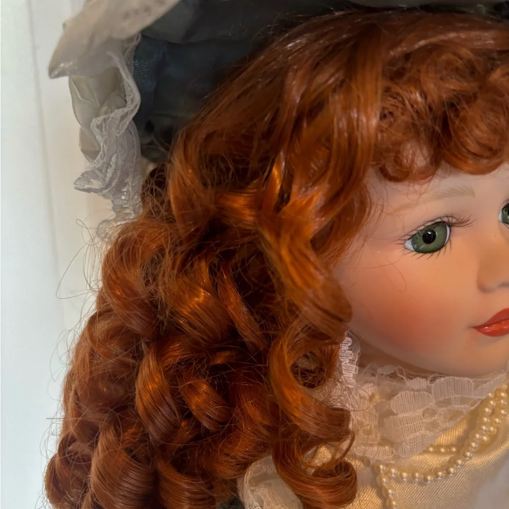 Elegant Blue Victorian Porcelain Doll - Picture 4 of 8